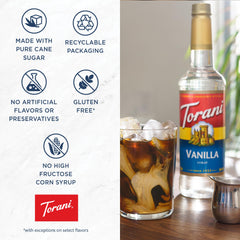 Iced coffee with Torani Raspberry syrup showing bright fruity flavor boost