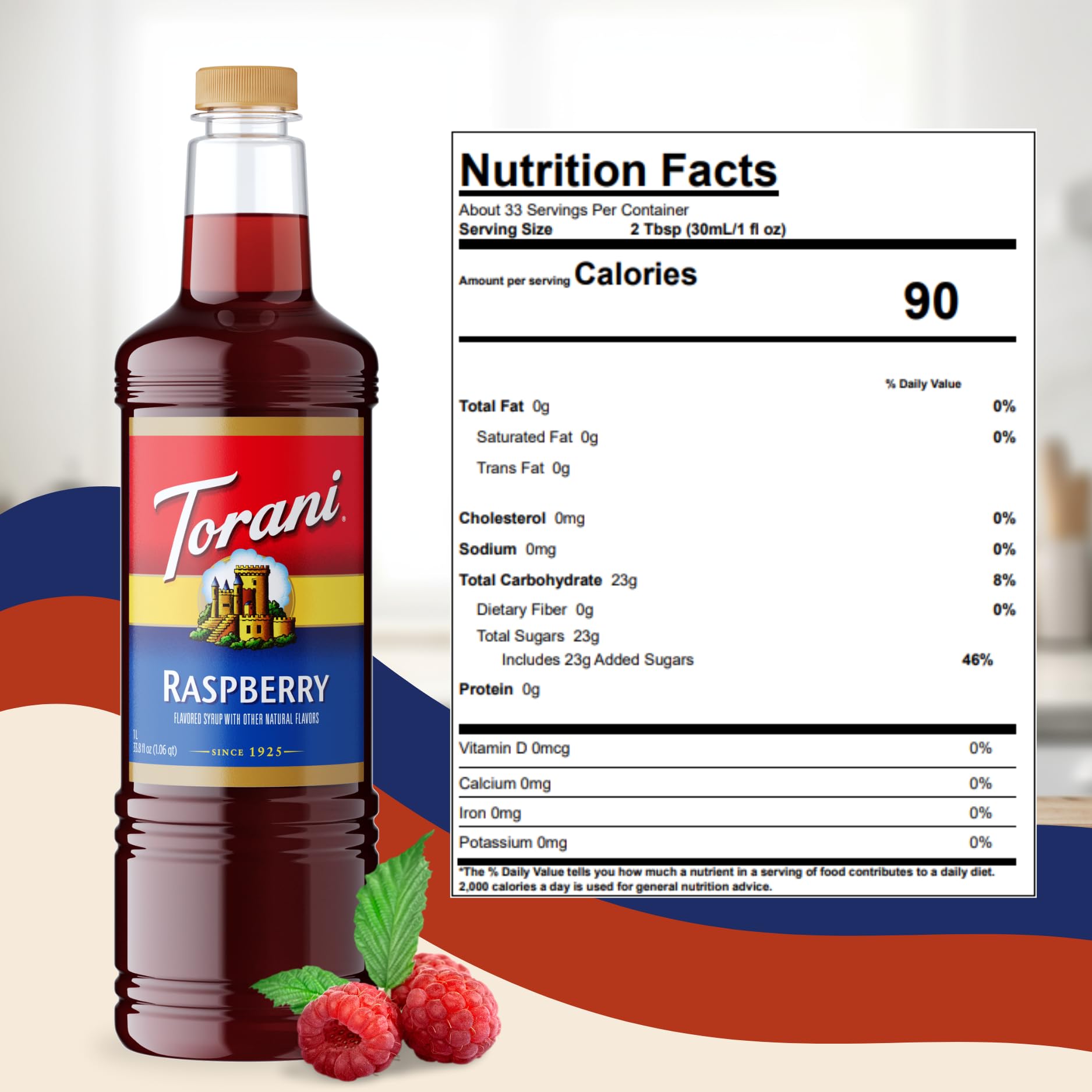Torani Italian soda in a glass showing vibrant color and refreshment benefit