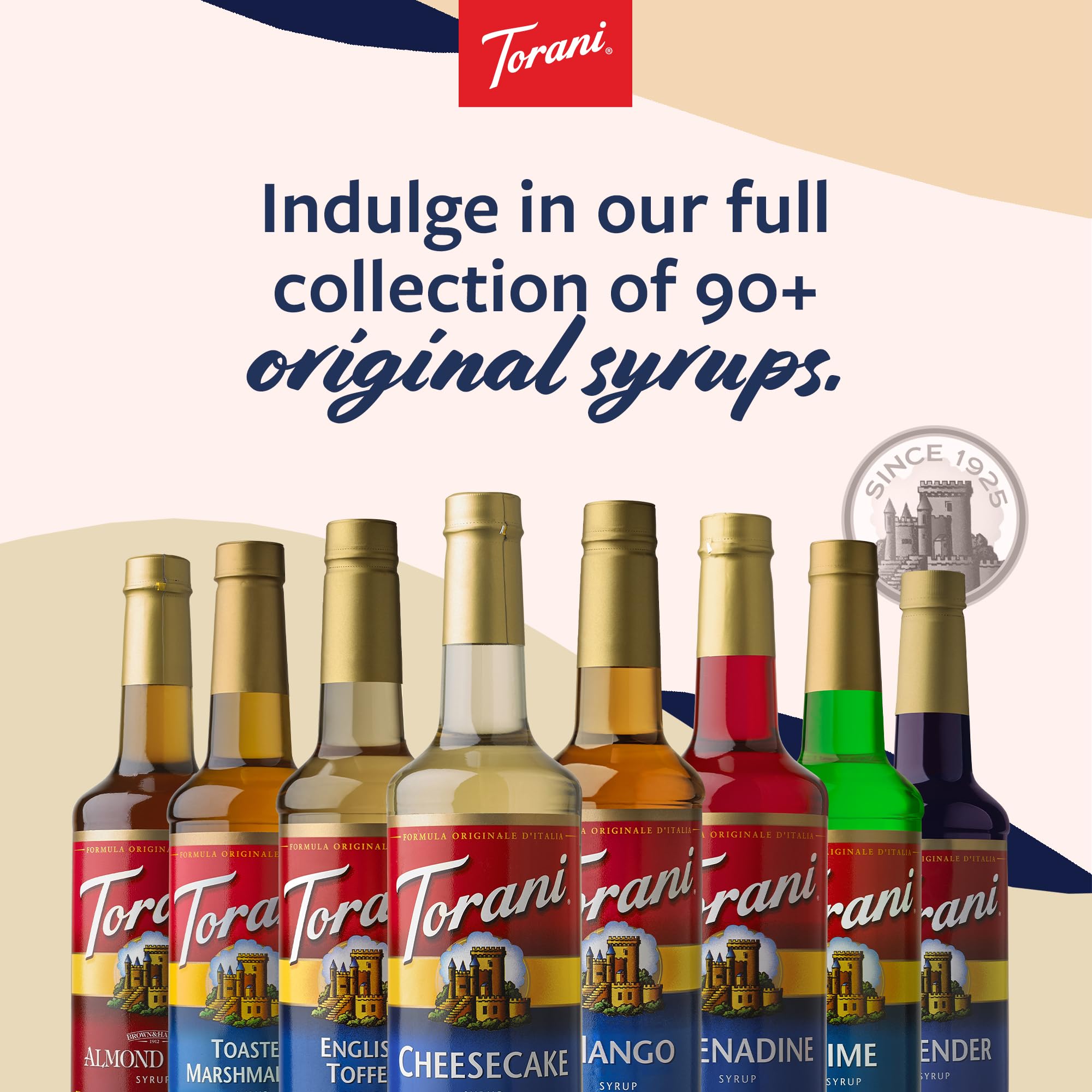 Torani red raspberry bottle on café counter illustrating professional beverage service