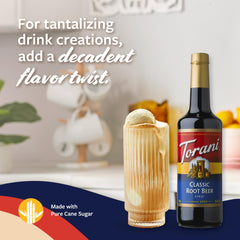 Torani root beer float with vanilla ice cream illustrating creamy dessert pairing
