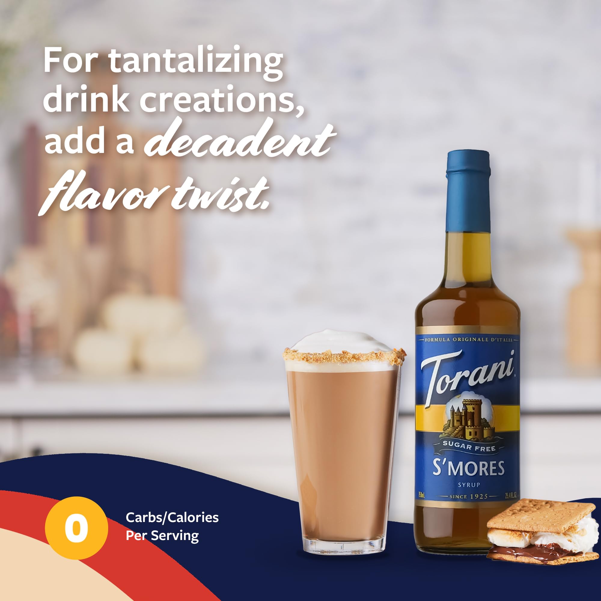 Torani syrup being poured into coffee to show flavoring and café-style drink benefit