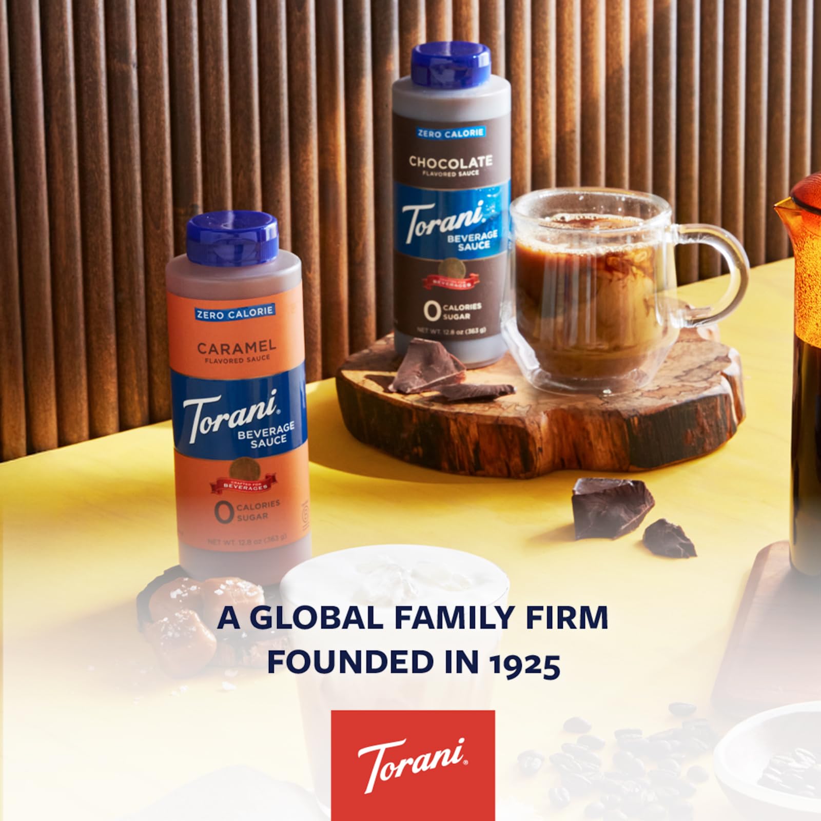 Torani sauce poured into a mocha showcasing café-quality flavor at home