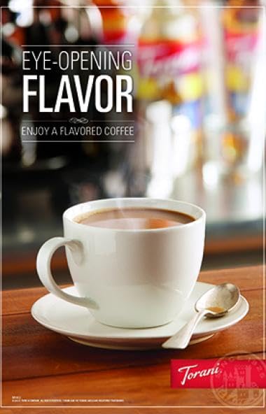 Torani syrup pouring stream illustrating easy mixing and rich flavor