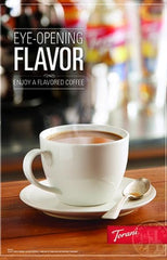 Torani syrup pouring stream illustrating easy mixing and rich flavor