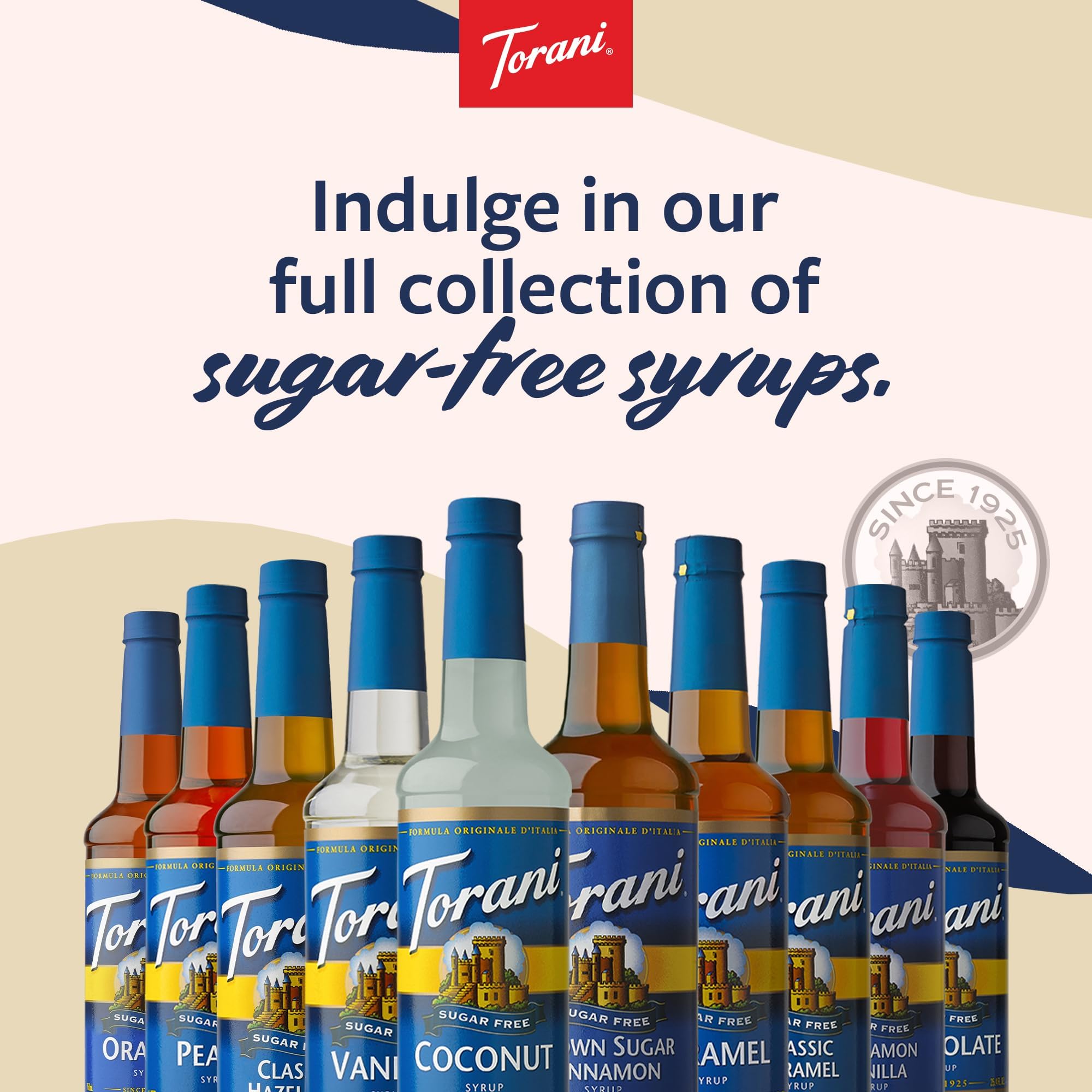 Torani drizzle over dessert showing strawberry taste without added sugar