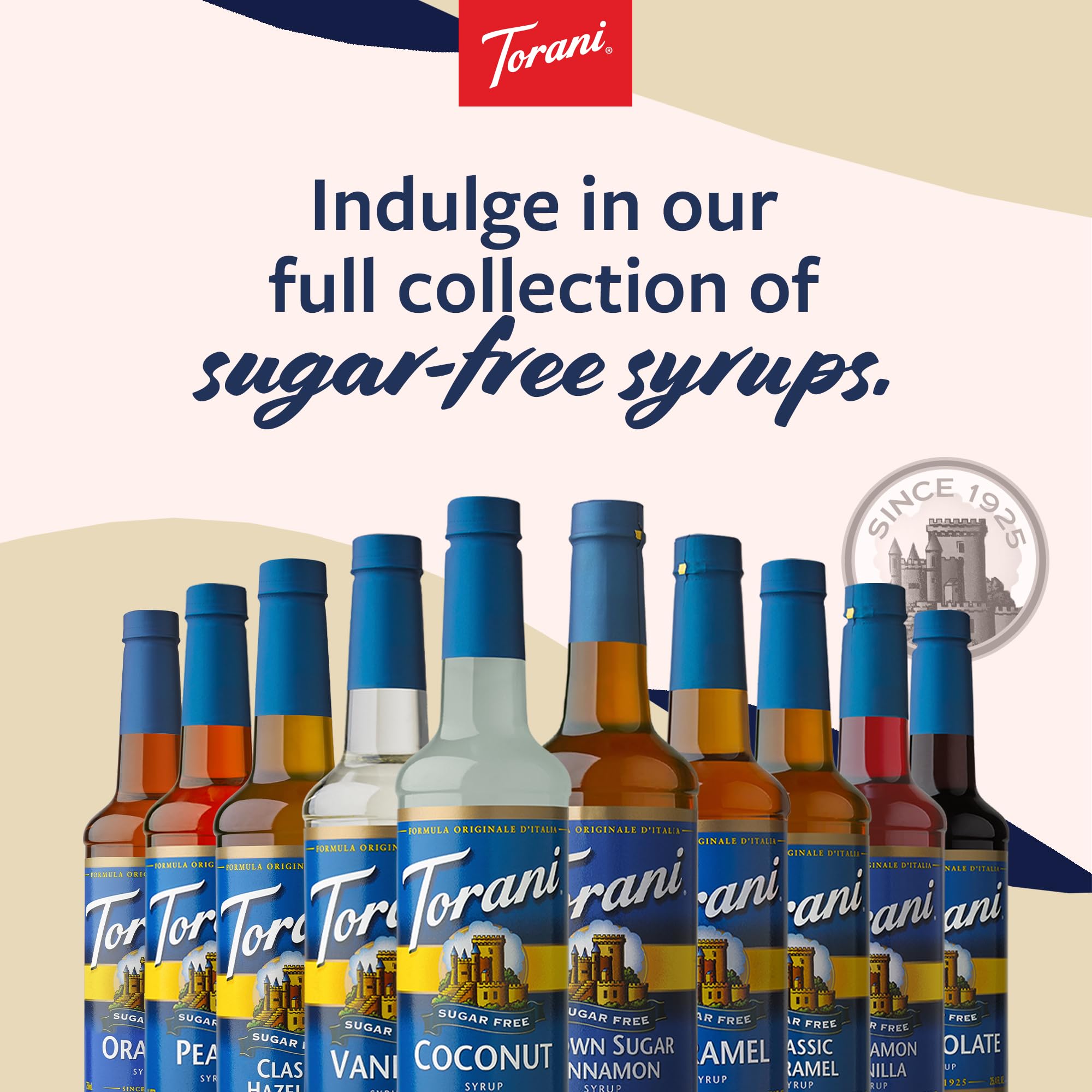 Torani bottle in café setting illustrating versatile use and customer appeal