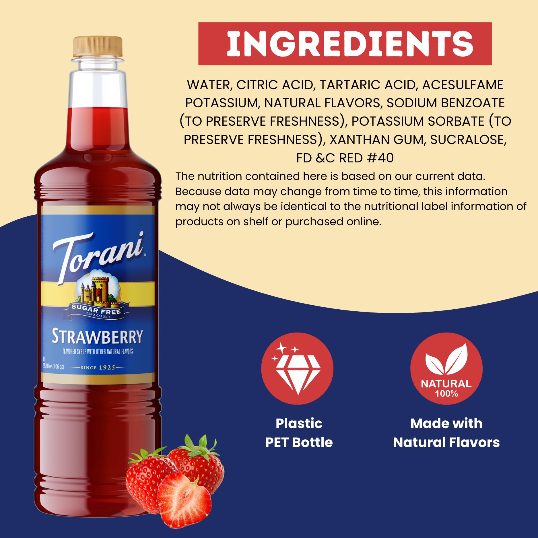 Torani syrup drizzled over ice cream adding flavor without extra sugar