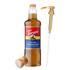 Torani bottle front label showing Toasted Marshmallow flavor and benefits