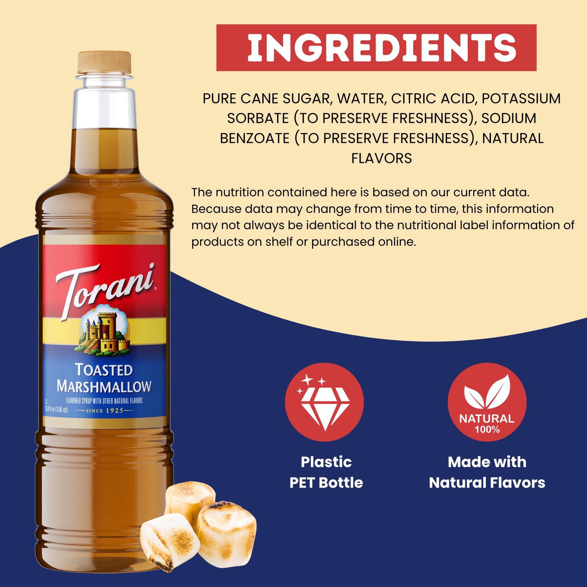 Latte finished with Torani Toasted Marshmallow syrup showcasing café-quality flavor