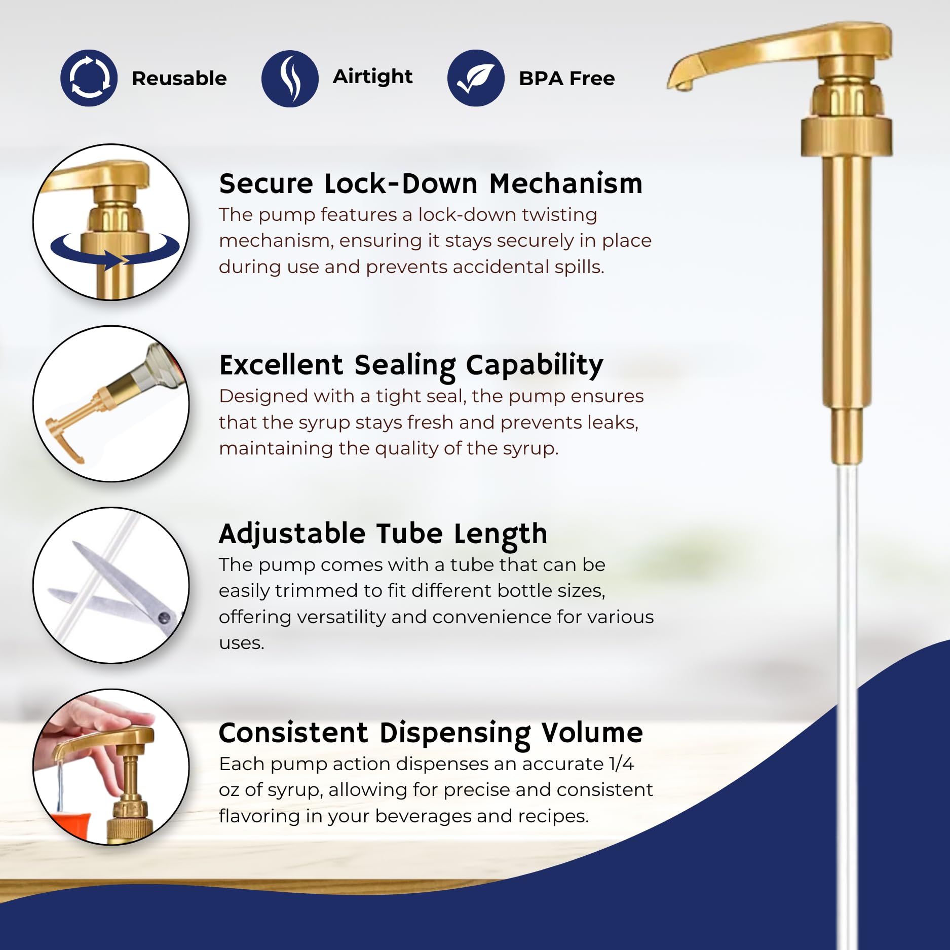 Torani bottle with pump attached for easy portioning and consistent pours