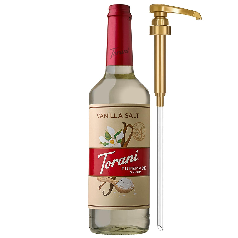Torani bottle front packaging showing label and volume, brand clarity and shelf appeal