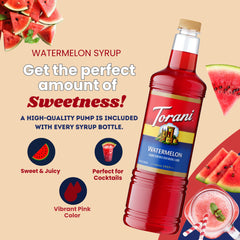 Torani watermelon ingredient label close detail highlighting natural flavors and cane sugar