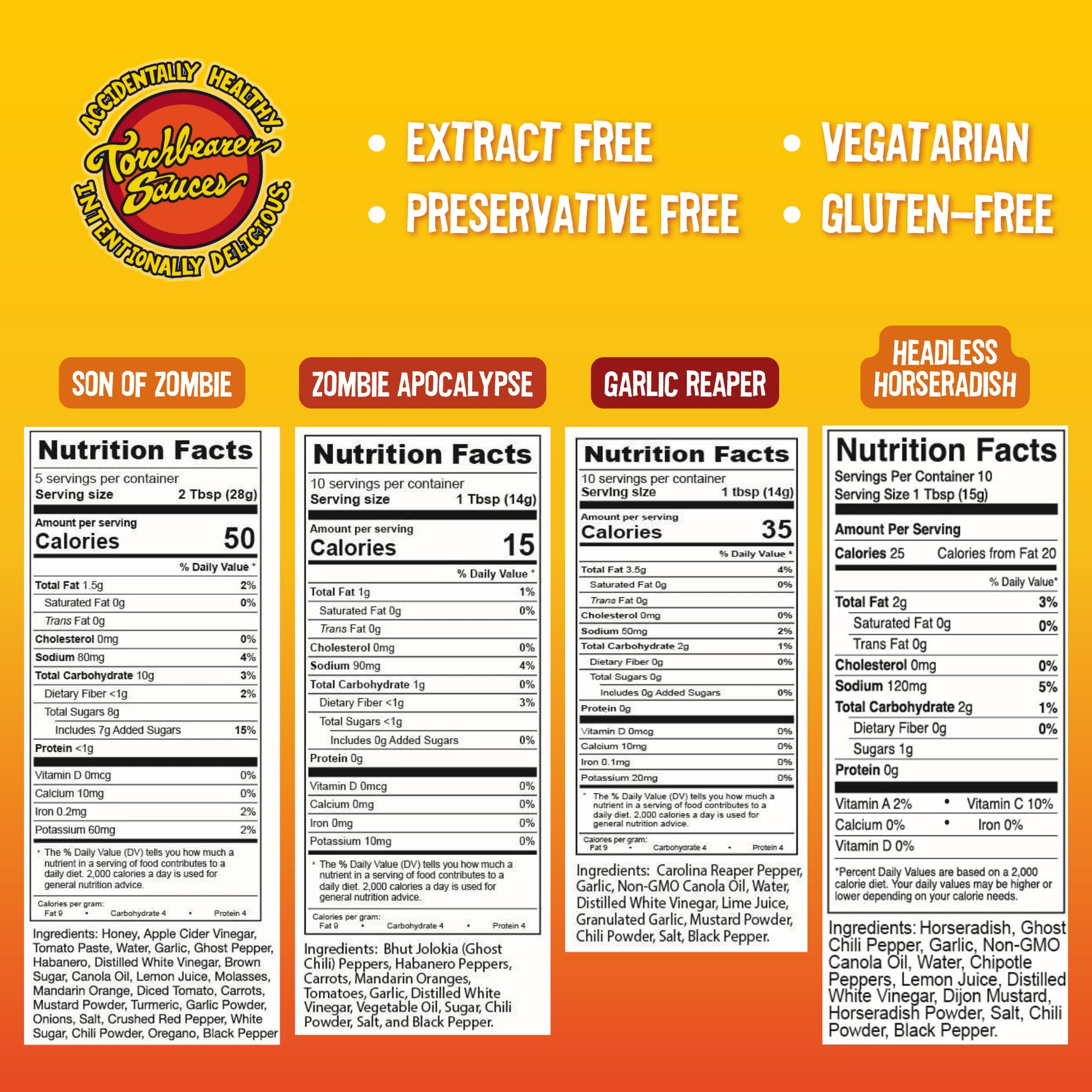 torchbearer sauces bottles lineup highlighting variety and easy pantry storage