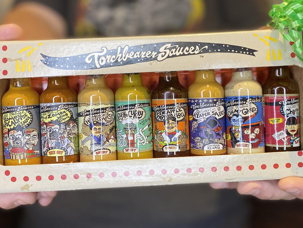 torchbearer sauces close-up of Garlic Reaper label highlighting bold flavor