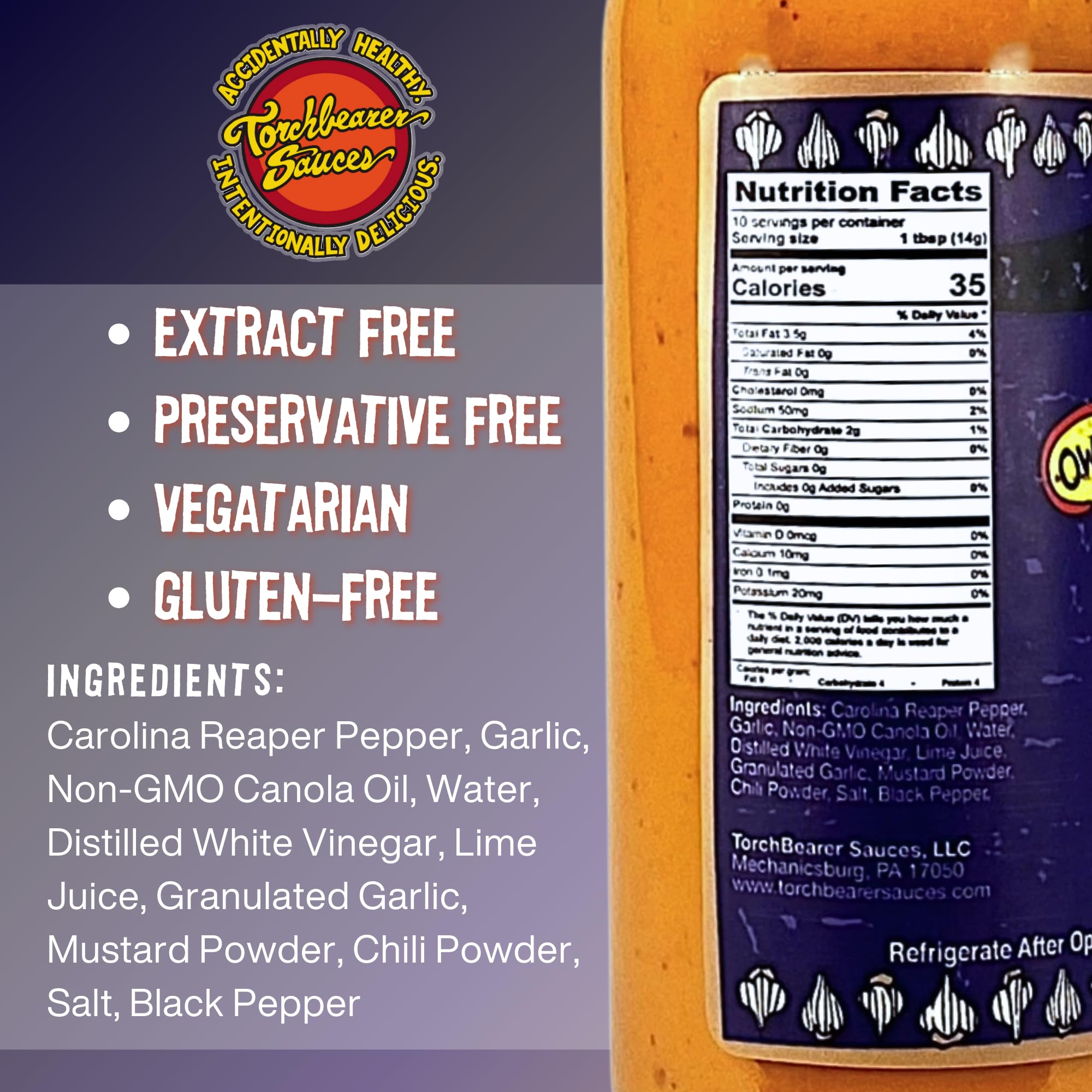 Torchbearer Sauces Garlic Reaper poured over buffalo wings adding savory heat
