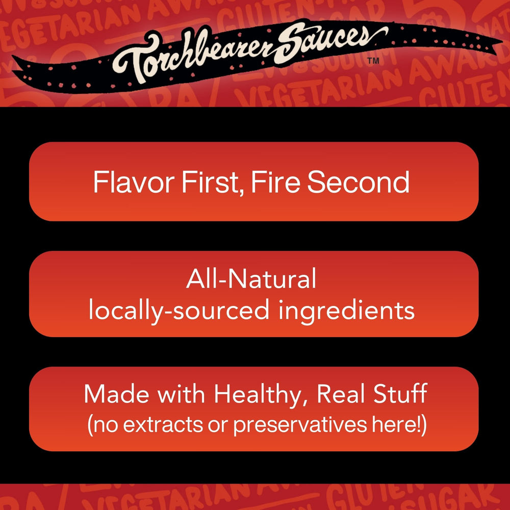 torchbearer sauces scale and labels size comparison and ingredient visibility
