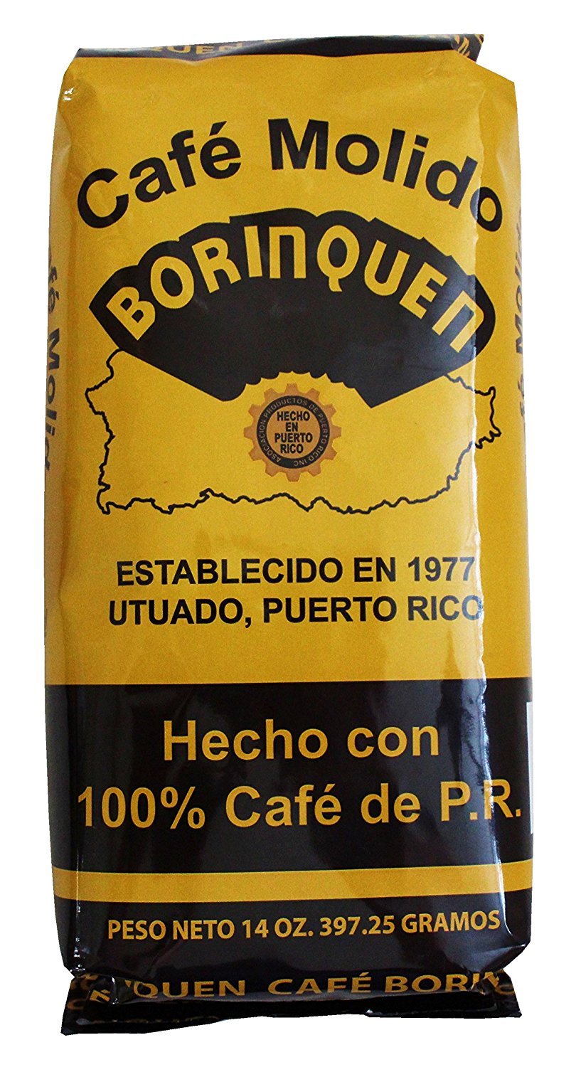 Torrefaccion Cafe El Coqui front packaging of Borinquen 14 oz two-pack highlighting origin and convenience