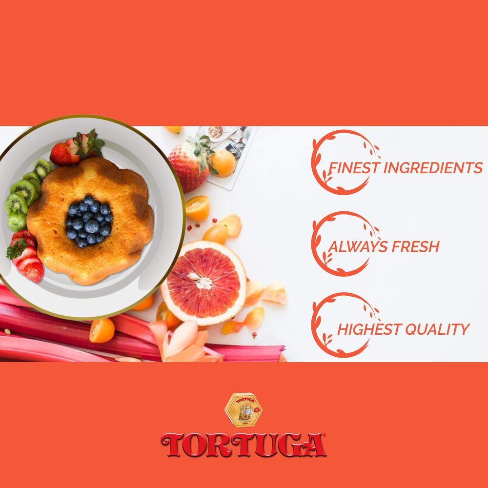TORTUGA cake on a gift table styled for celebration conveying gourmet presentation