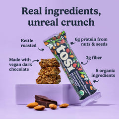 Tosi close-up of crunchy bar texture highlighting nut clusters