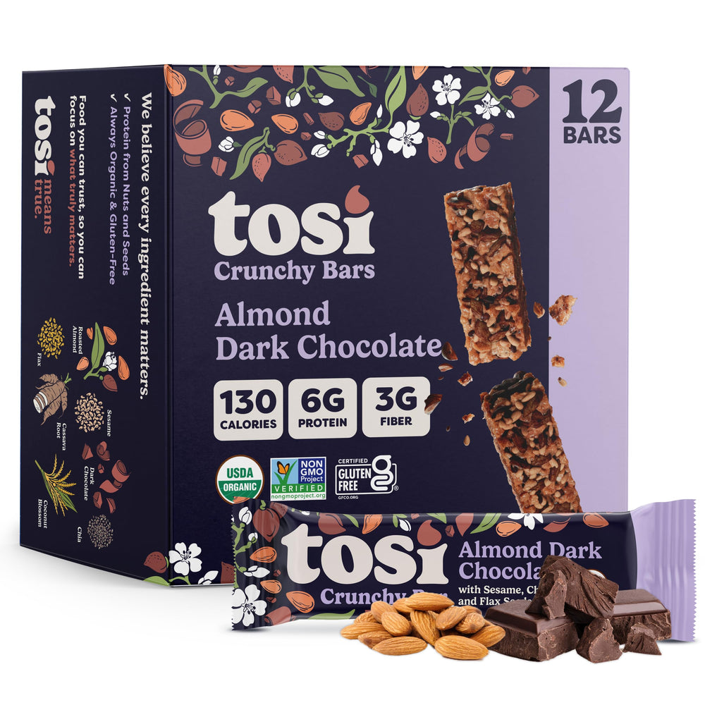 Tosi front packaging showing 12-pack and flavor benefits