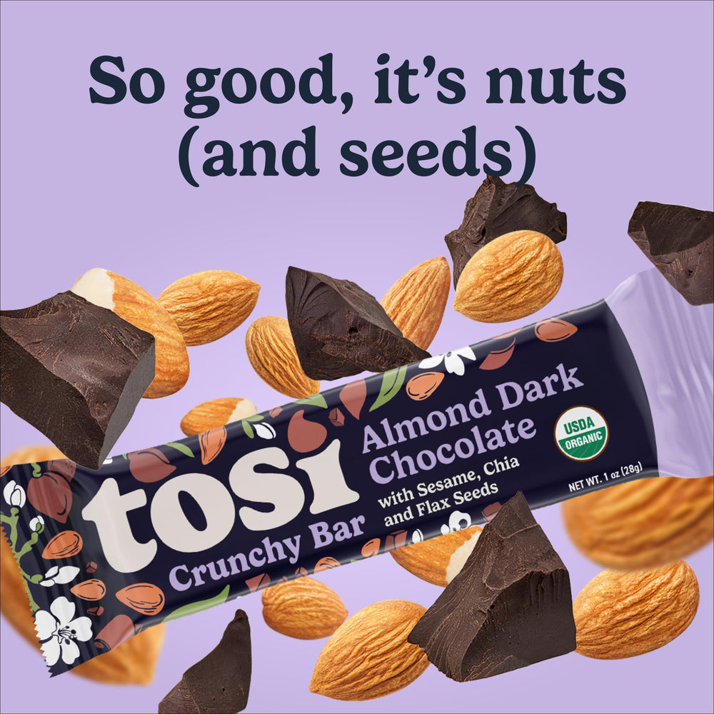 Tosi hand holding a bar emphasizing easy grab-and-go benefit