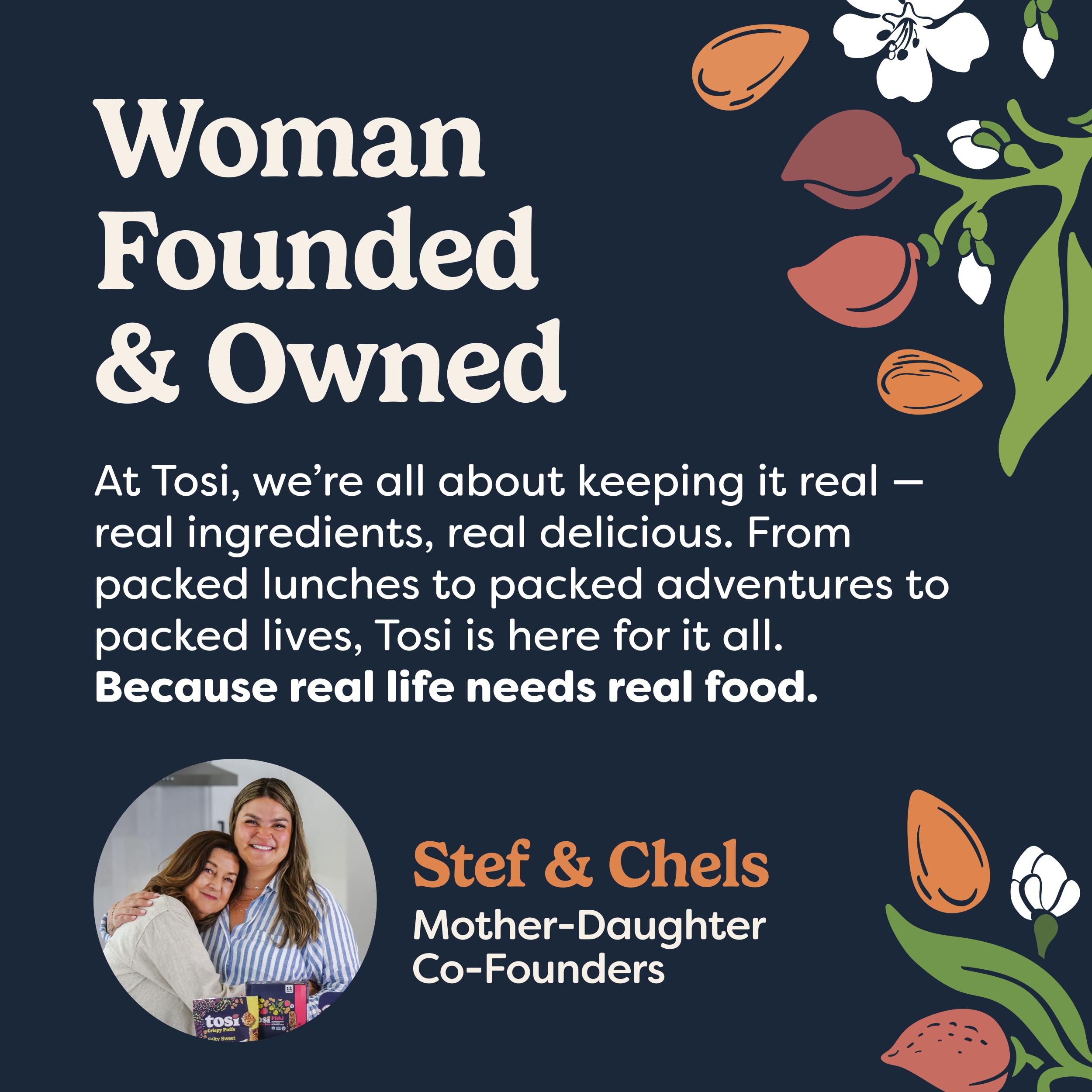 Tosi ingredient label showing certified organic and transparency benefit