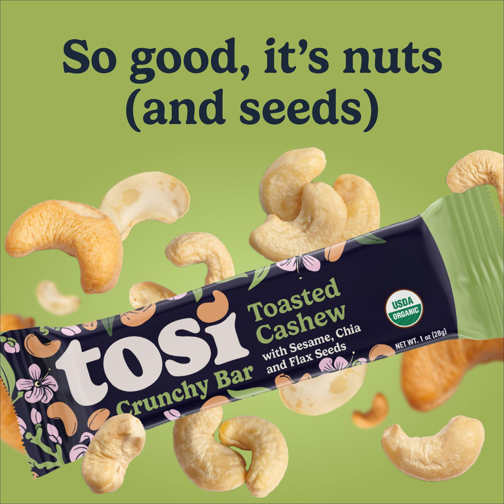 Tosi nut and seed detail emphasizing plant protein and healthy fats