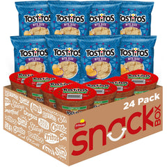 Frito Lay Tostitos blue front packaging showing variety pack and contents benefit convenience