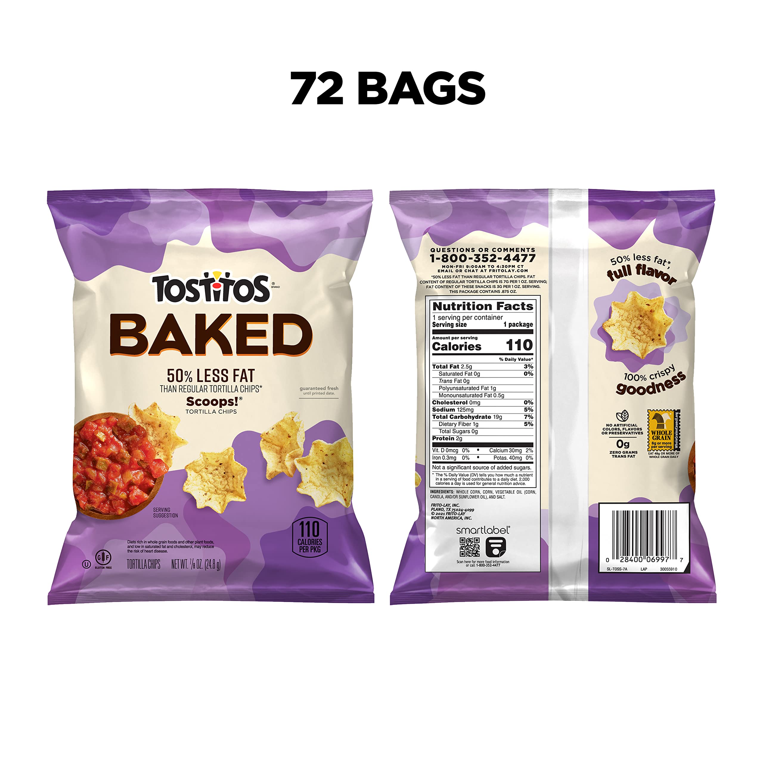 Close-up of chip texture highlighting Tostitos baked crunch benefit