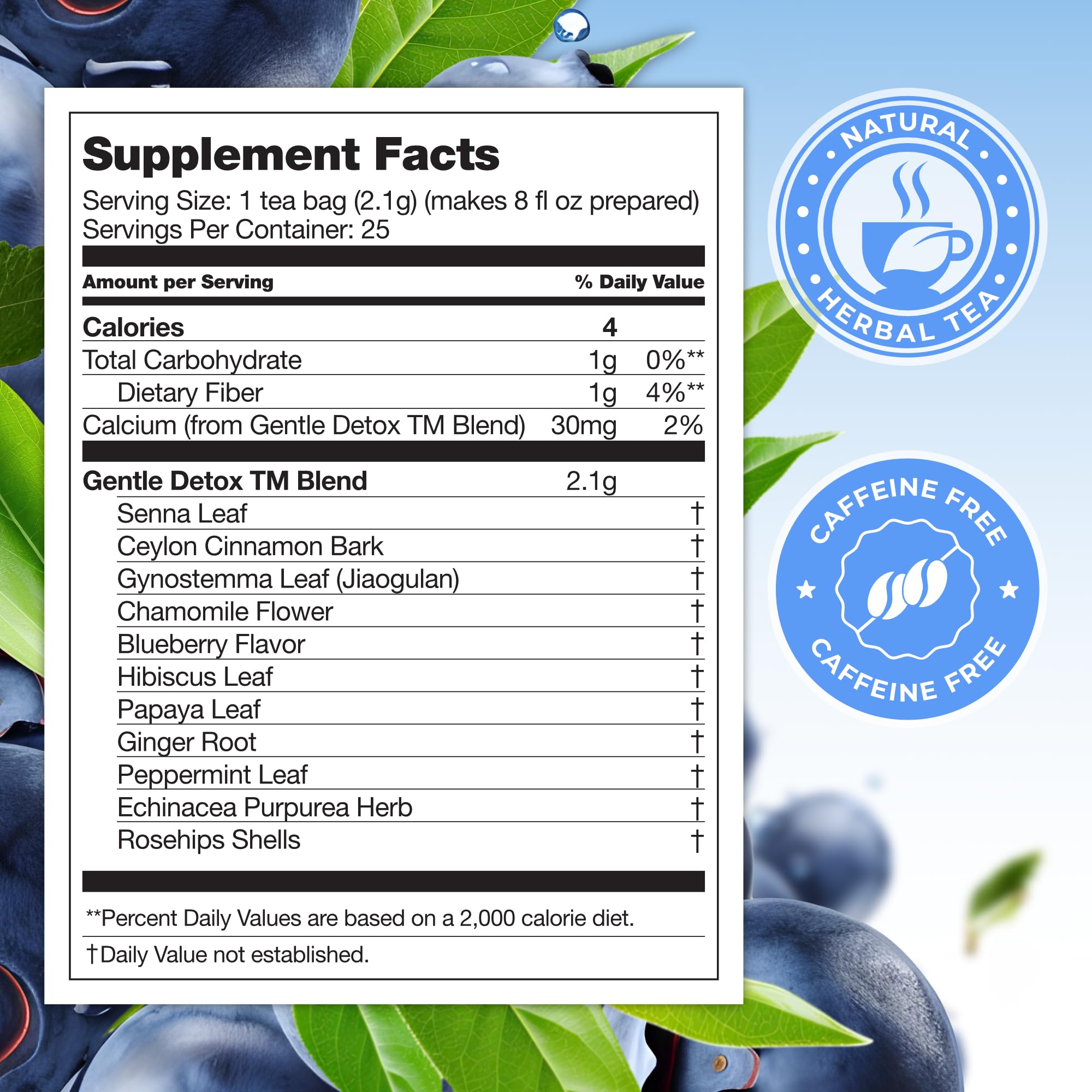 Total Tea close-up of dried blueberry and hibiscus blend showing texture and freshness