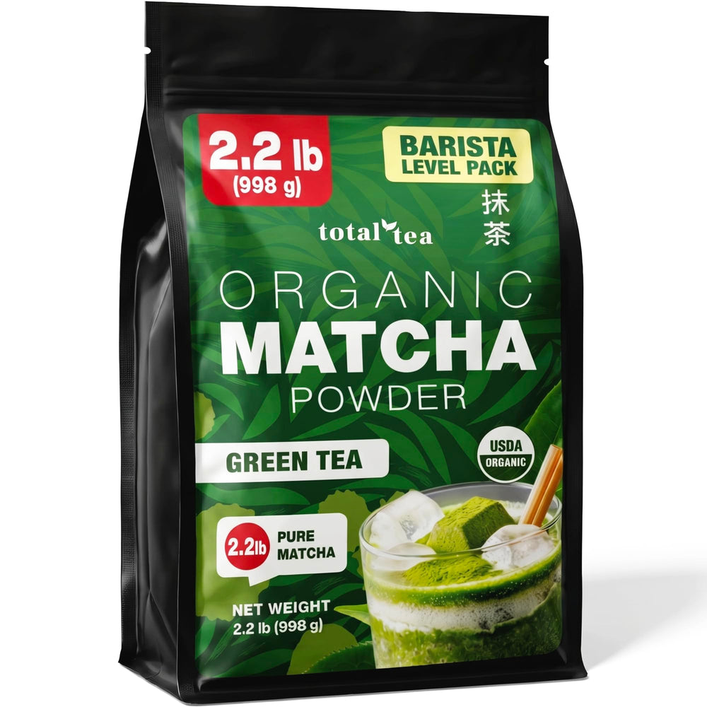 Total Tea front packaging showing bulk pouch and branding, convenient pantry size