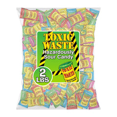 TOXIC WASTE front pack shot showing assorted flavors and bold branding, enticing flavor curiosity