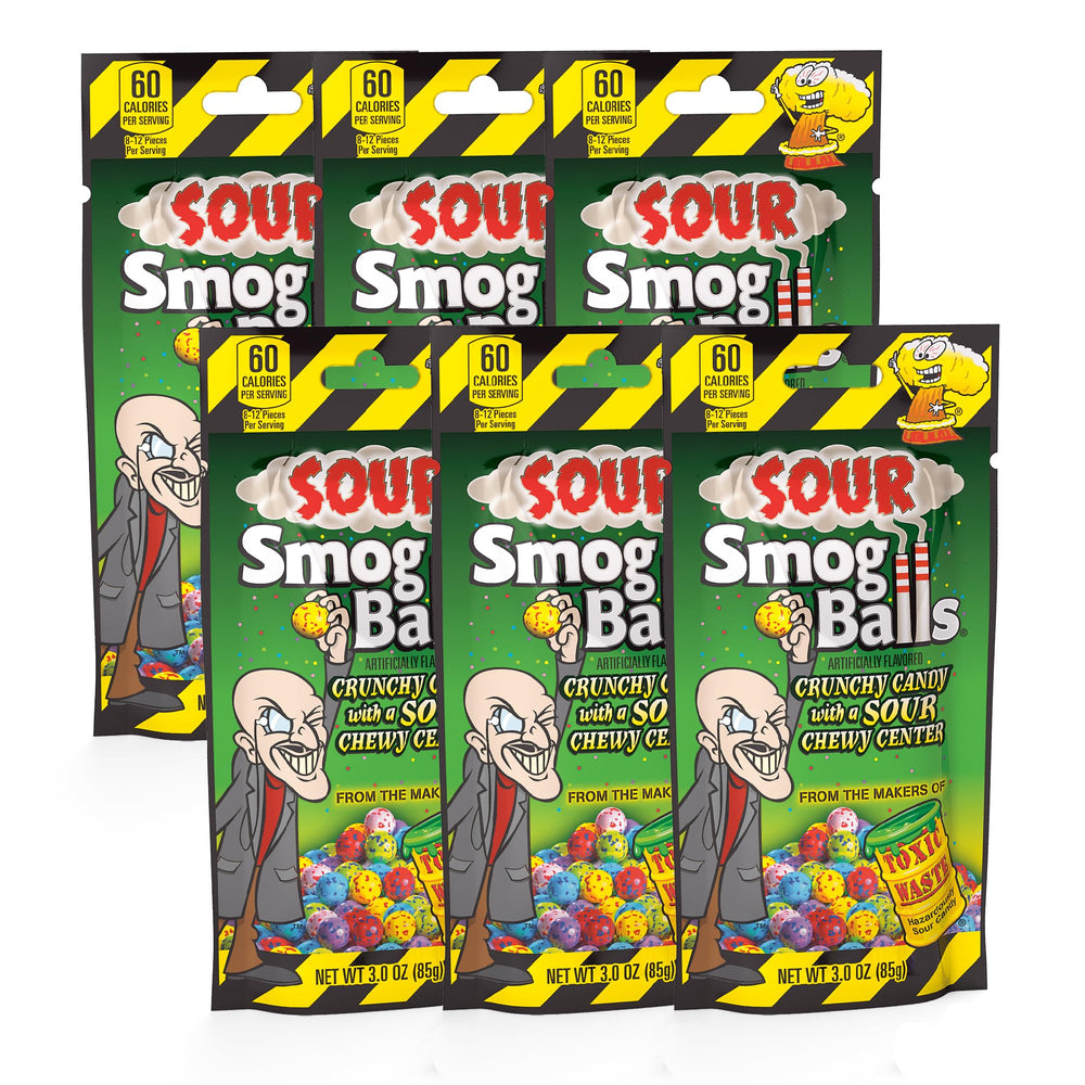 TOXIC WASTE front packaging showing six 3 oz resealable bags and bold branding for portability