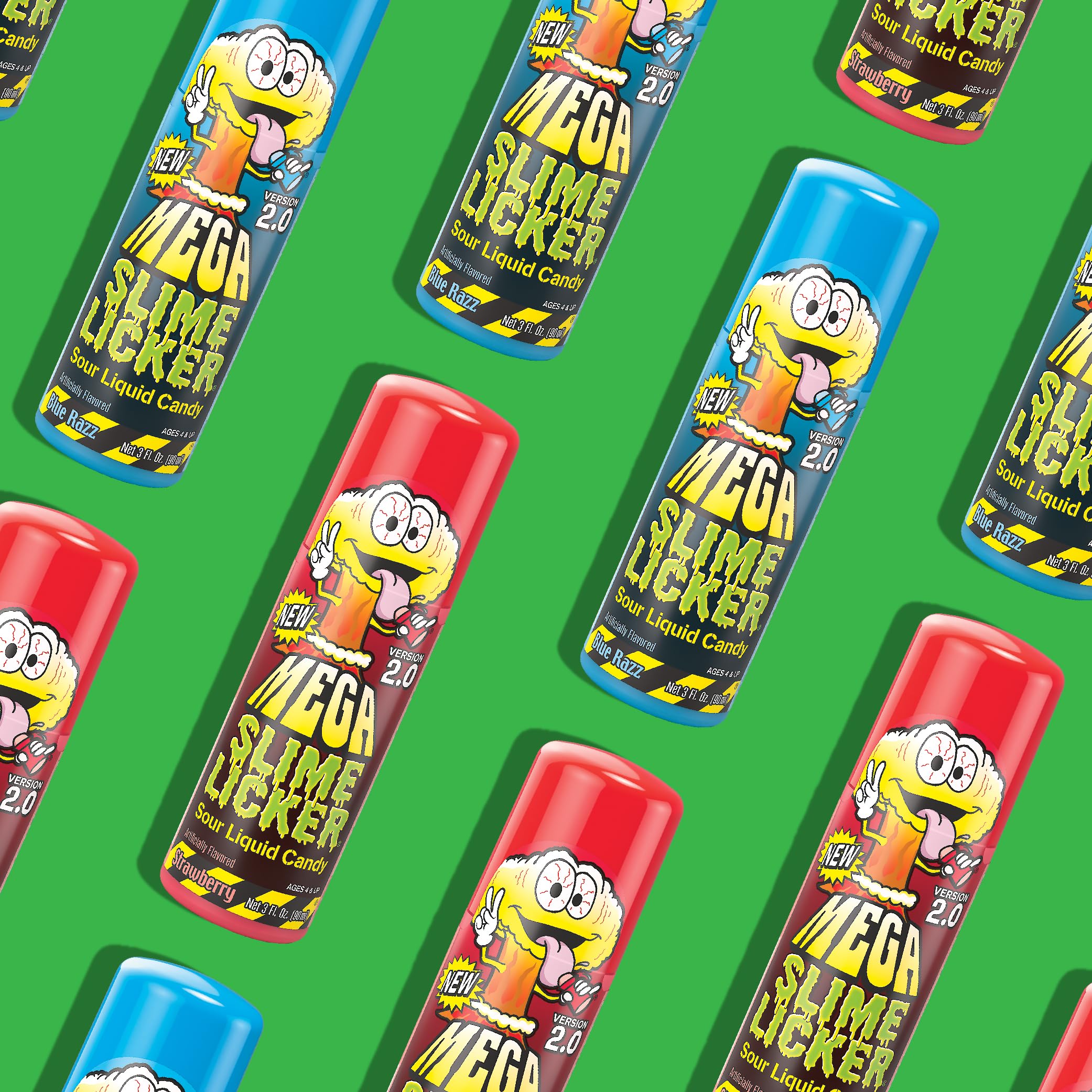 TOXIC WASTE Mega Slime Licker tubes arranged in a party favor bowl, adds novelty and sour excitement