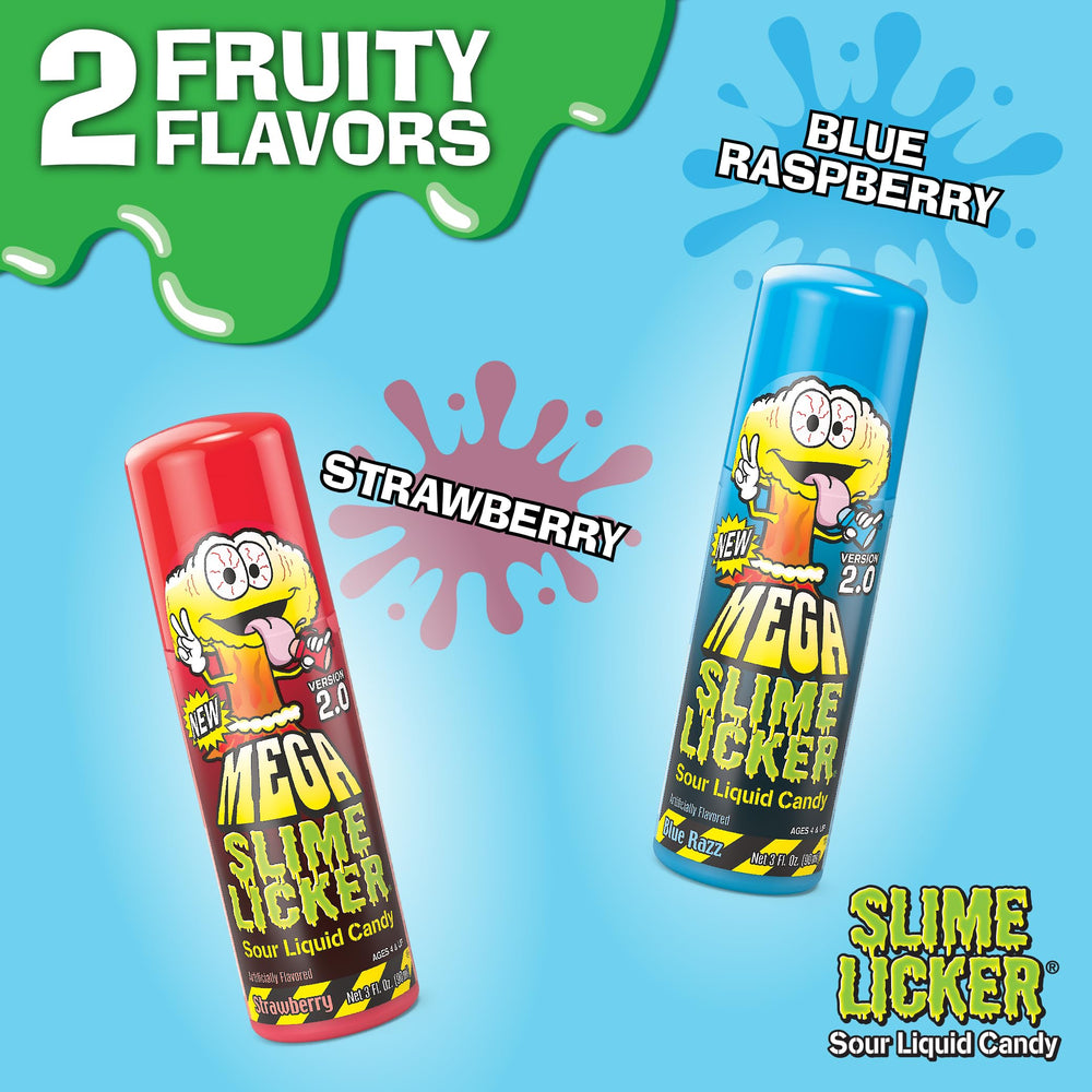 TOXIC WASTE close-up of a single Mega Slime Licker tube tip and label, clear branding and easy-grip cap