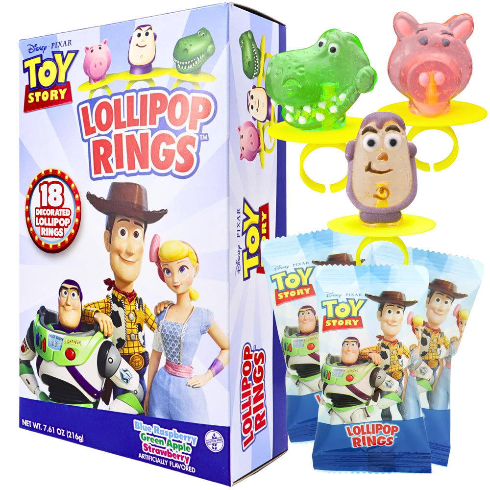 Toy Story 4 front box showing characters and ring assortment, Toy Story 4 convenience