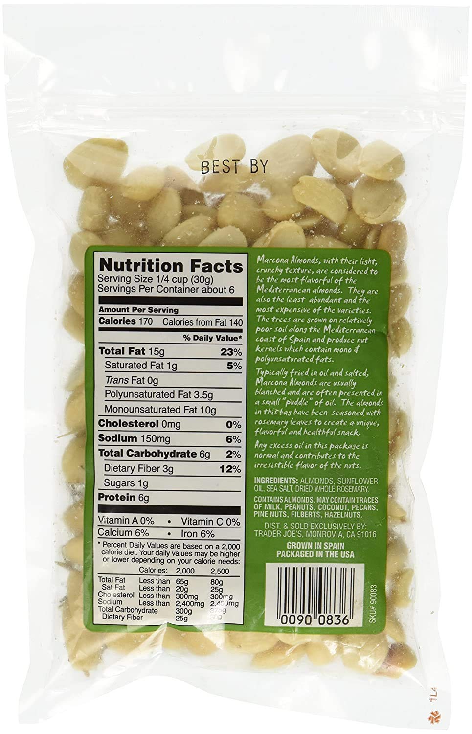Trader Joe's close-up of roasted Marcona almonds texture showing golden roast and seasoning