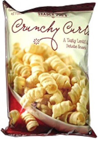 Trader Joe's Crunchy Curls close-up of curled texture, highlighting crispy airy crunch