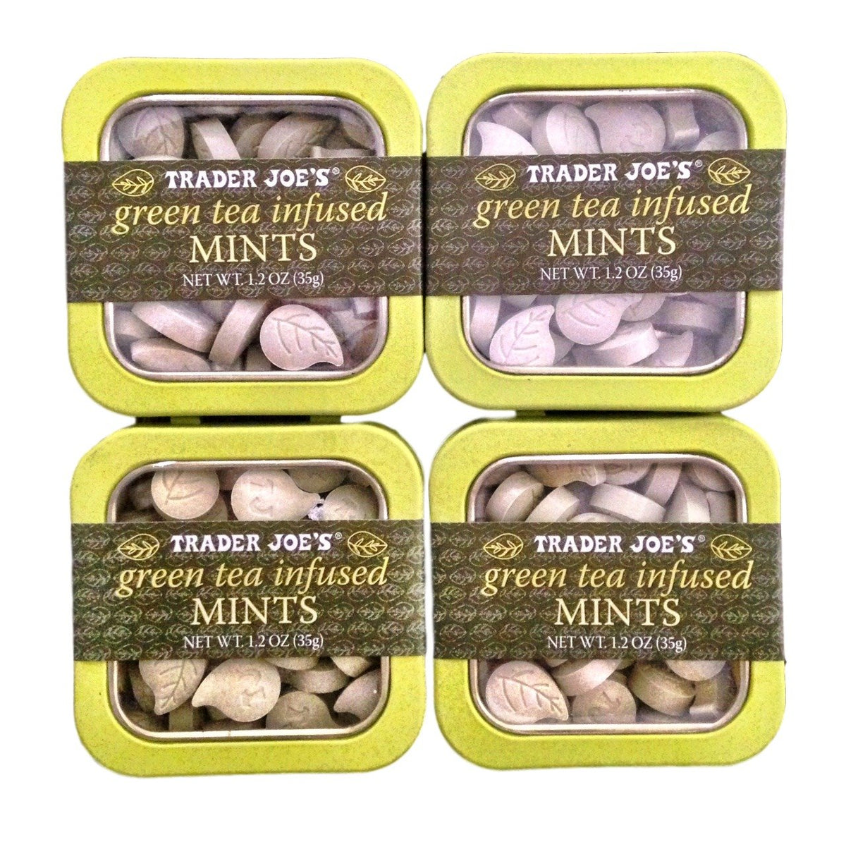 Trader Joe's front packaging showing four-pocket tins and product name, quick grab convenience