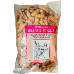 TJ's front packaging of sesame sticks showing bag and product benefit convenience
