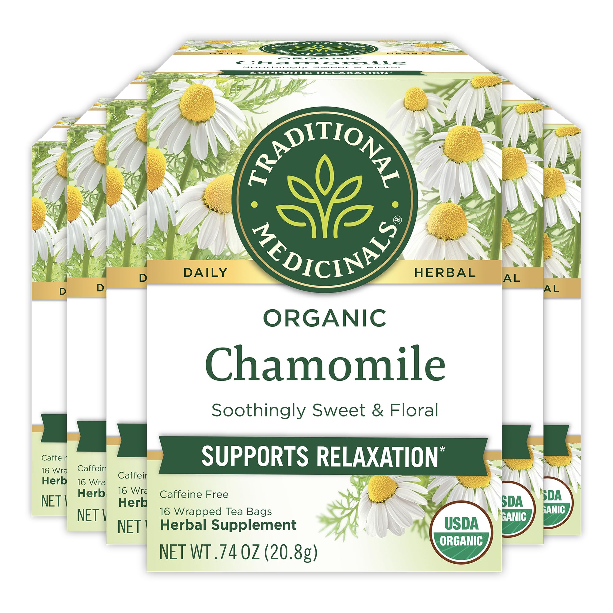 Traditional Medicinals front packaging showing 96 tea bags and organic seal, clear benefit