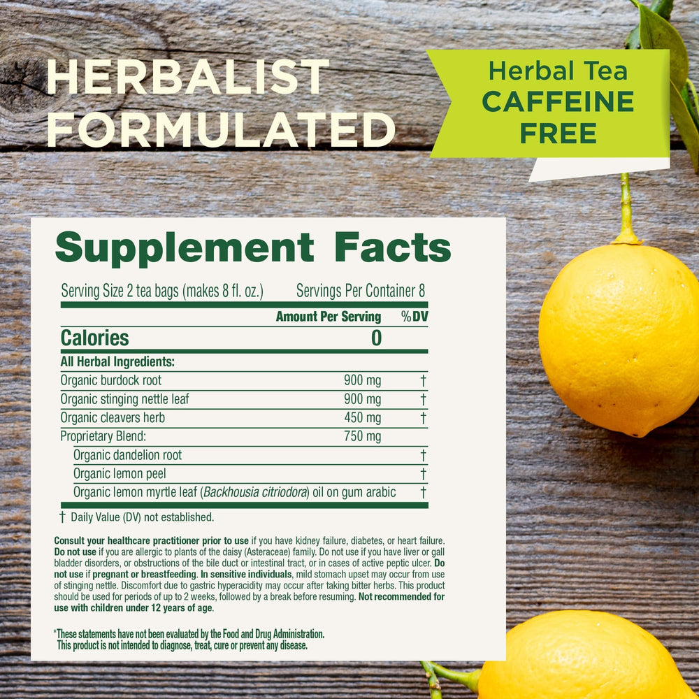 Traditional Medicinals iced tea in glass conveying a refreshing, caffeine-free summer option