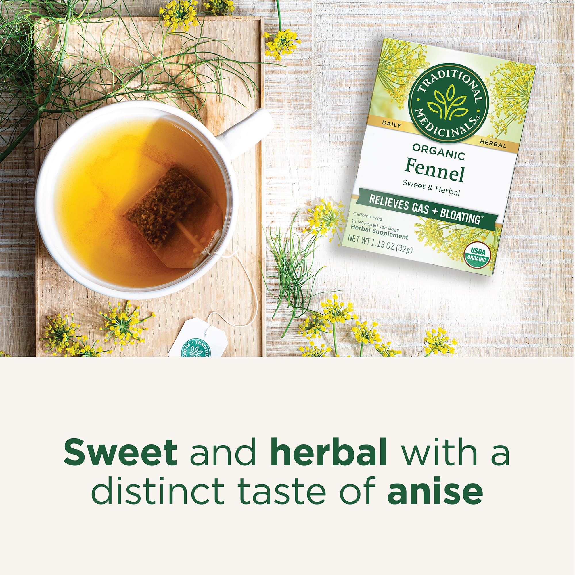 Traditional Medicinals close-up fennel seeds highlighting essential oils and quality