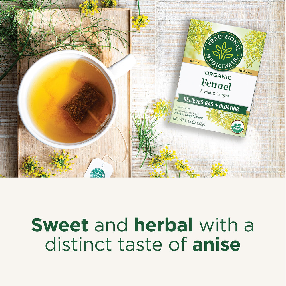 Traditional Medicinals close-up fennel seeds highlighting essential oils and quality