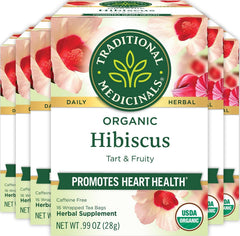 Traditional Medicinals front packaging showing 96-count box and organic badge benefits