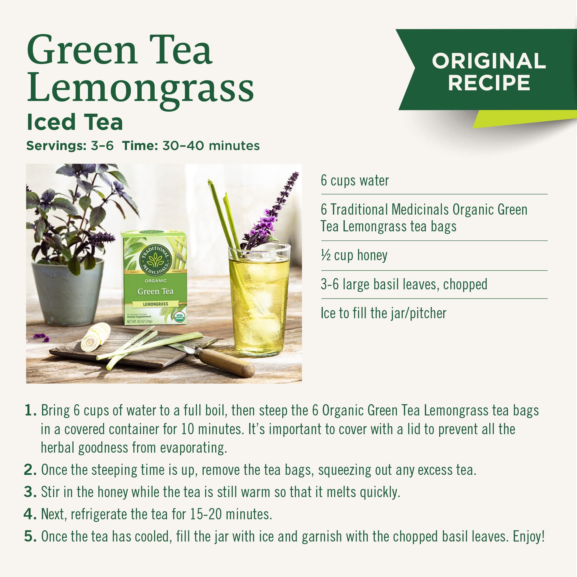 Traditional Medicinals ingredient and certification label showing USDA Organic and Kosher