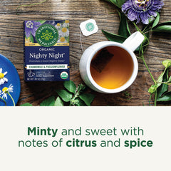 Traditional Medicinals mixed herbs close-up displaying chamomile and valerian for flavor