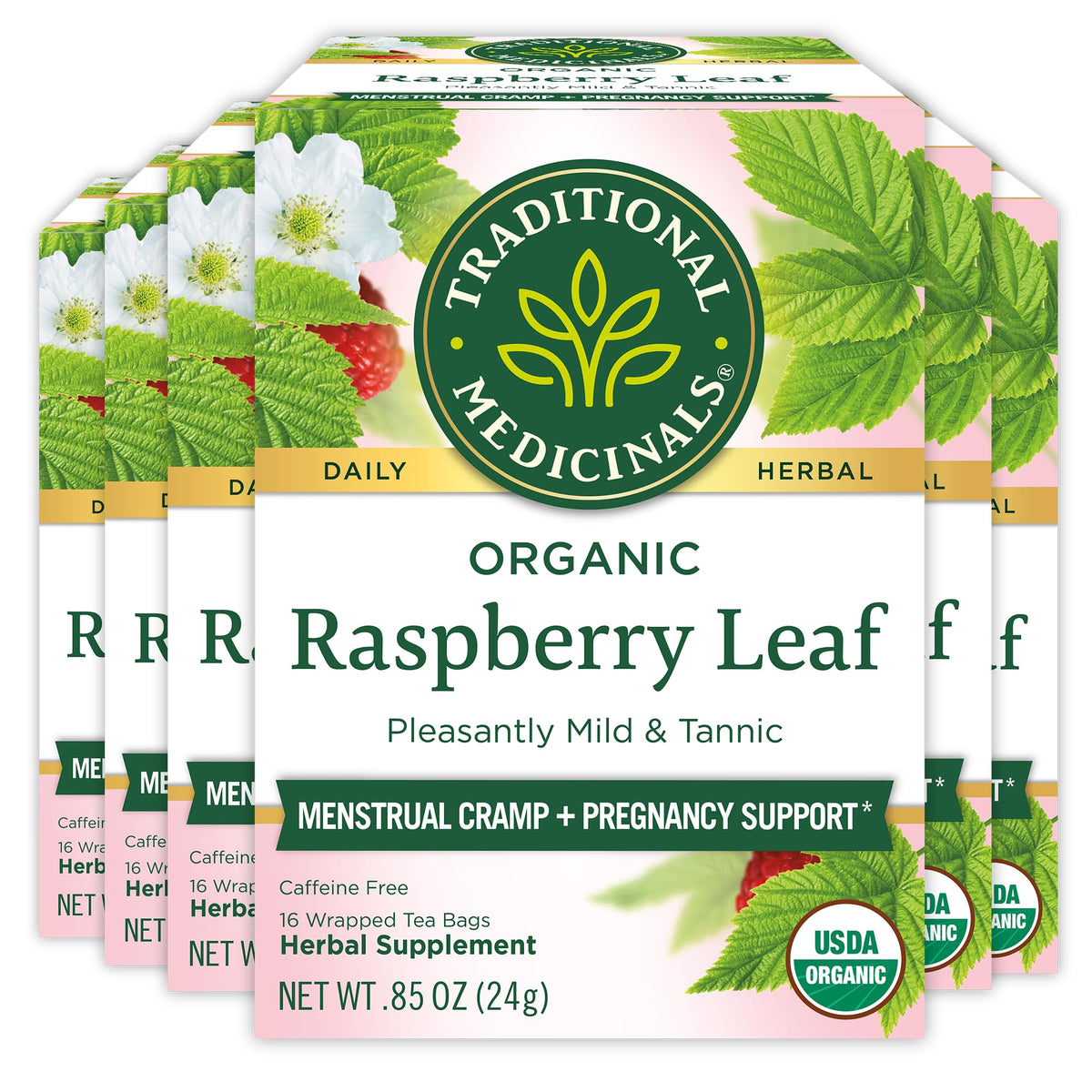 Traditional Medicinals front box showing packaging and benefits