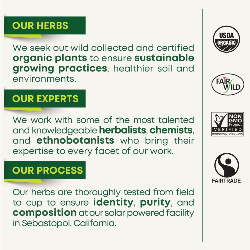 Traditional Medicinals compostable tea bag label emphasizing eco-friendly packaging benefit