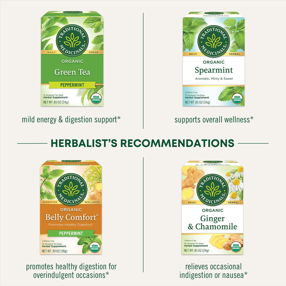 Traditional Medicinals iced triple mint tea in glass showing refreshing cold‑brew benefit